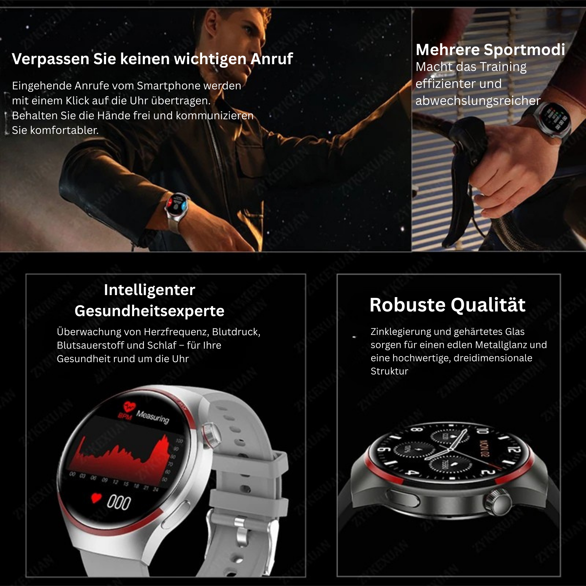 Smartwatch 2025 NFC Bluetooth Anruf GPS Wasserdicht