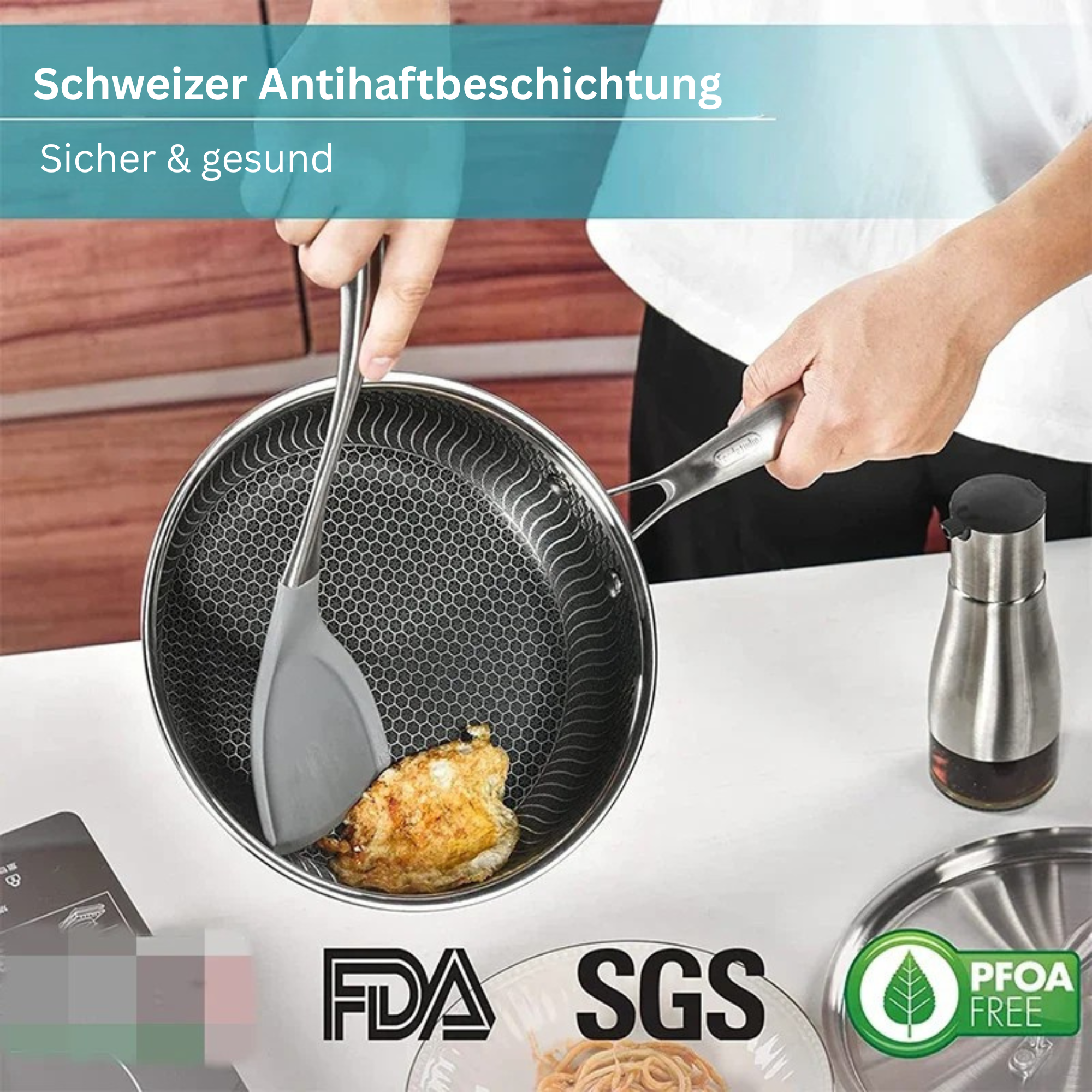 28 cm Antihaft Bratpfanne mit Glasdeckel für alle Herdarten
