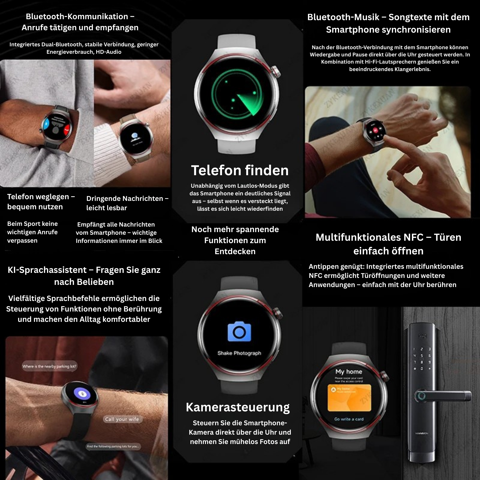 Smartwatch 2025 NFC Bluetooth Anruf GPS Wasserdicht