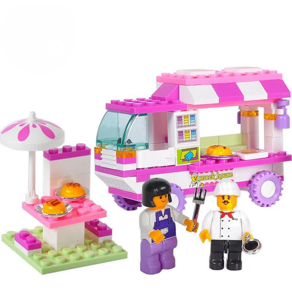 102PCS Bausteine Set – Freunde Stadt Van Snack Haus & Hund | Kreatives Spielzeug für kleine Baumeister ab 6 Jahren