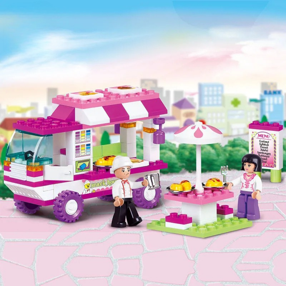 102PCS Bausteine Set – Freunde Stadt Van Snack Haus & Hund | Kreatives Spielzeug für kleine Baumeister ab 6 Jahren