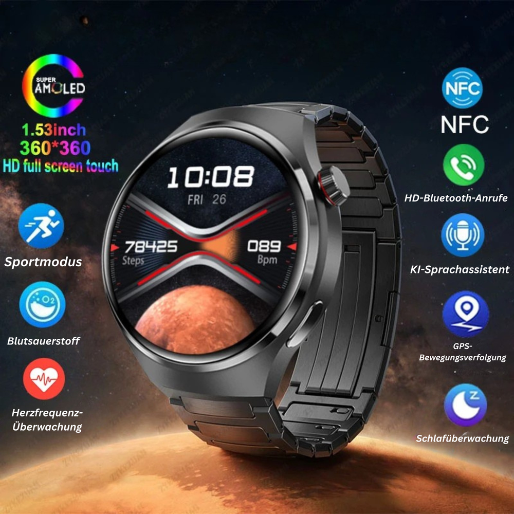 Smartwatch 2025 NFC Bluetooth Anruf GPS Wasserdicht