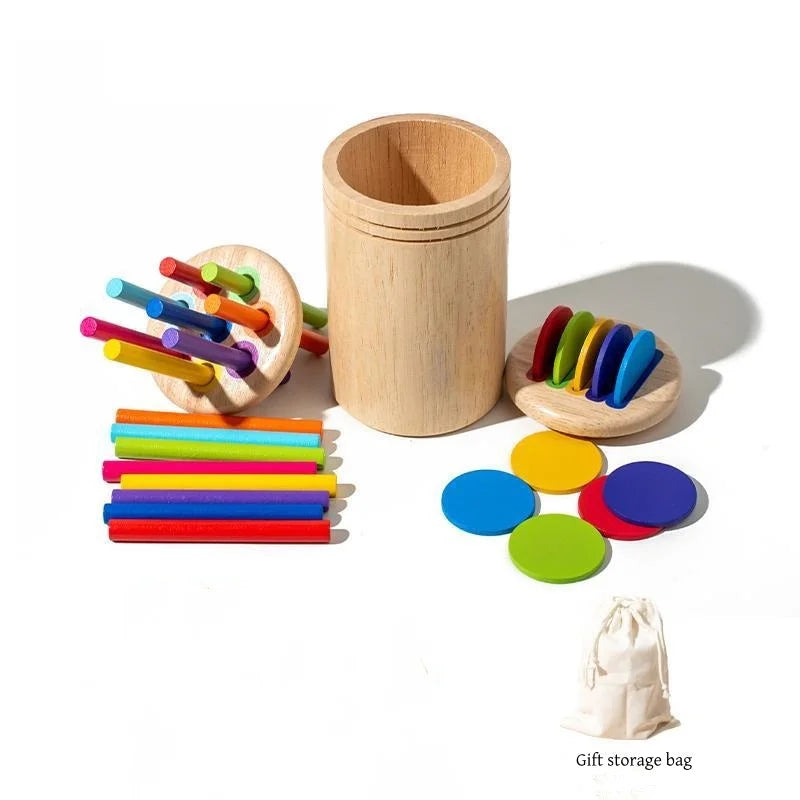 Montessori Holzspielzeug – Farbsortierung & Feinmotoriktraining für Kleinkinder | Sicheres Lernspielzeug aus Holz