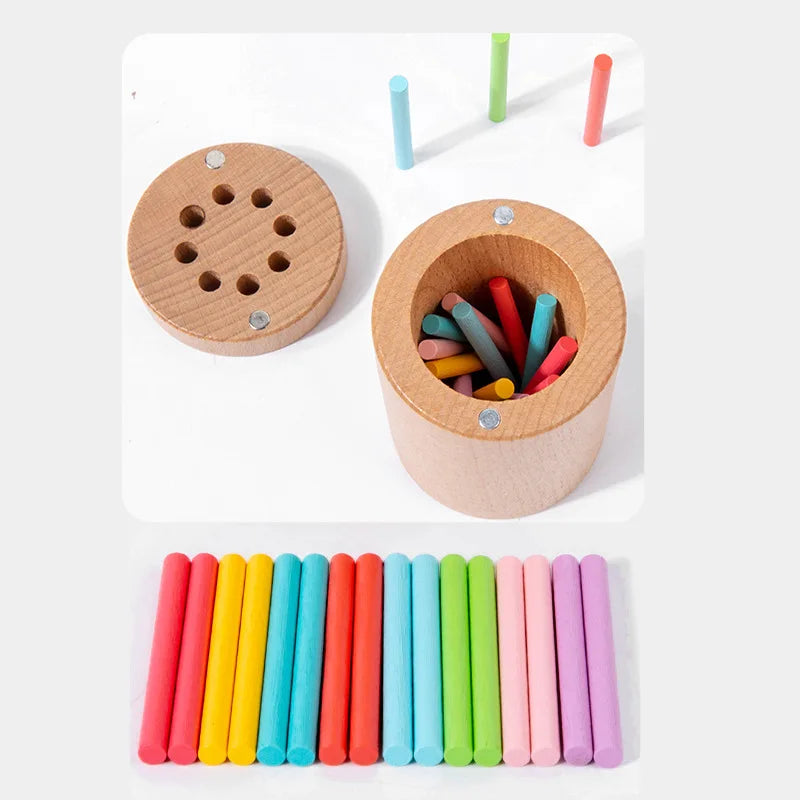 Montessori Holzspielzeug – Farbsortierung & Feinmotoriktraining für Kleinkinder | Sicheres Lernspielzeug aus Holz