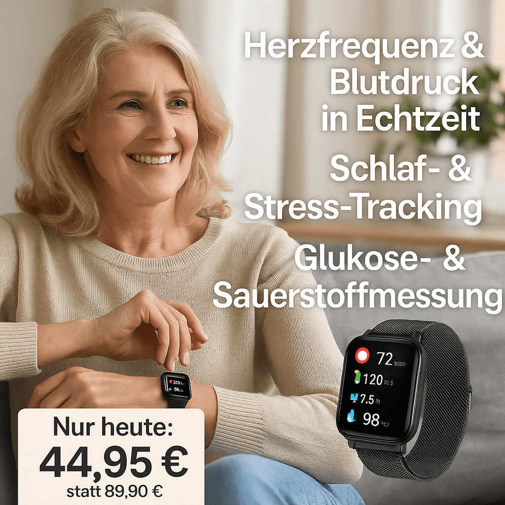 Intelligente Gesundheitsuhr mit Glukose - , Herzfrequenz - & Blutdruckmessung - HomiZen