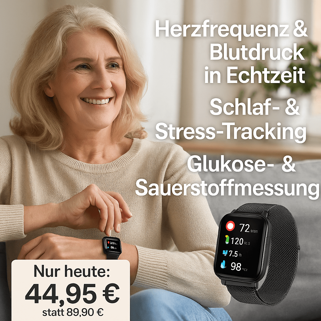 Intelligente Gesundheitsuhr mit Glukose - , Herzfrequenz - & Blutdruckmessung - HomiZen