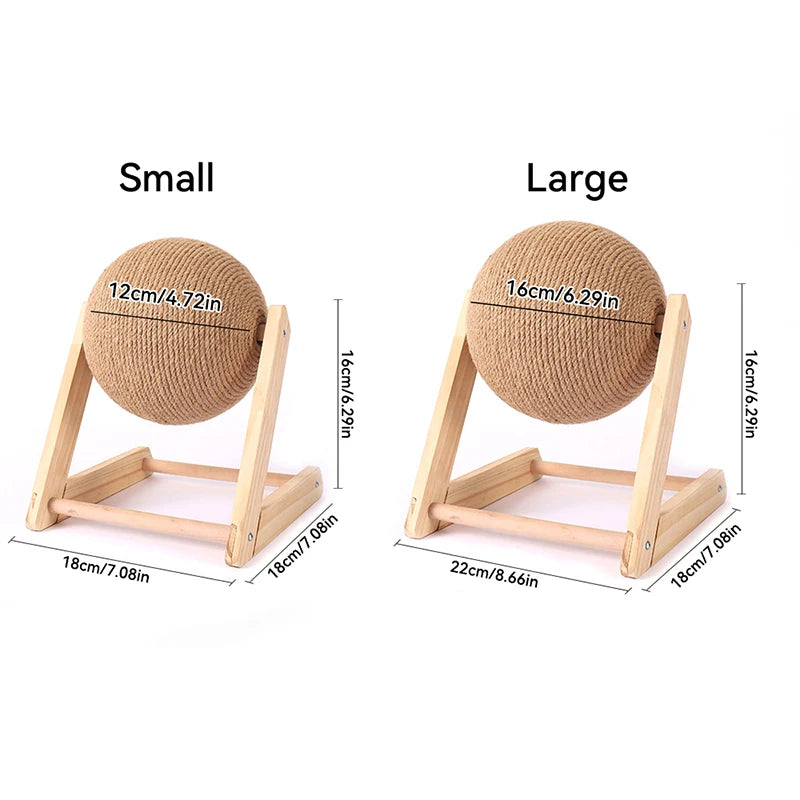 Katzen Kratzball aus Holz & Sisal – Natürliches Spielzeug zum Krallenwetzen & Möbelschutz in Einem