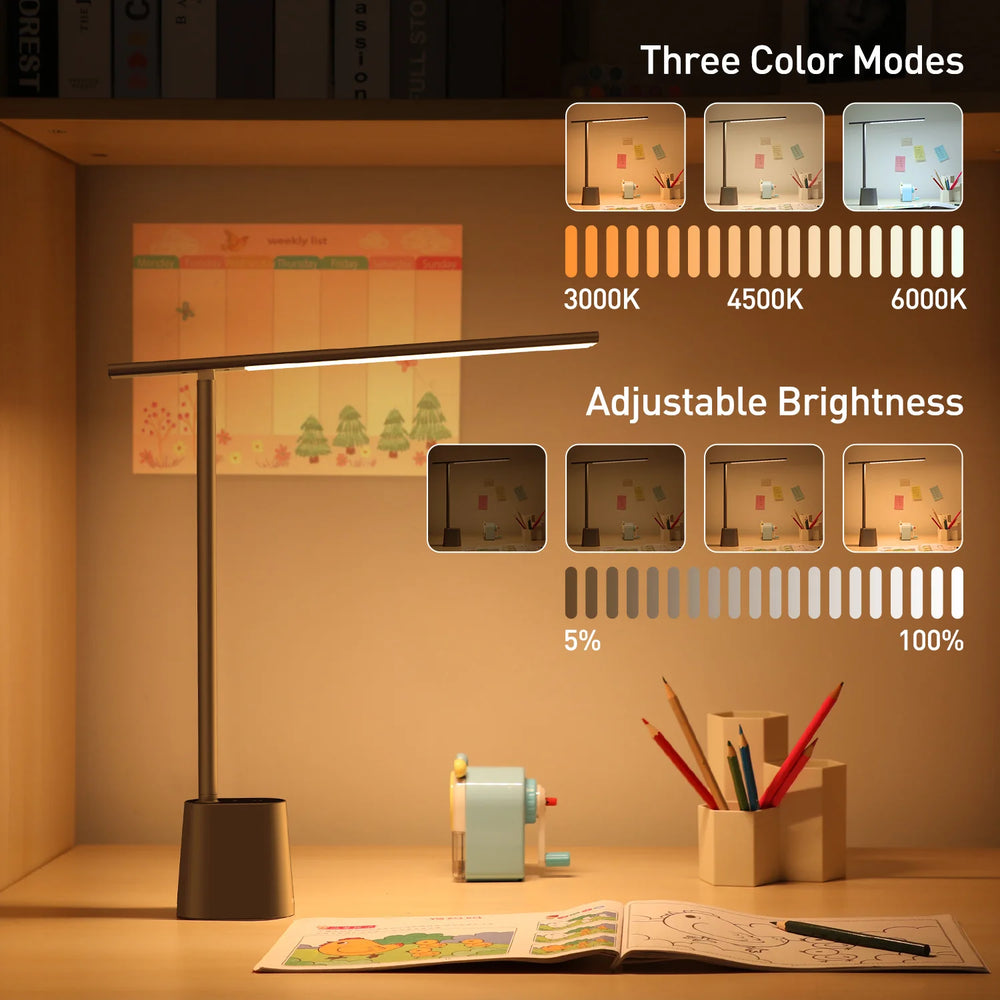 LED-Schreibtischlampe mit Augenschutz – Dimmbar, Faltbar & Intelligente Helligkeit für Büro, Studium & Nachttisch