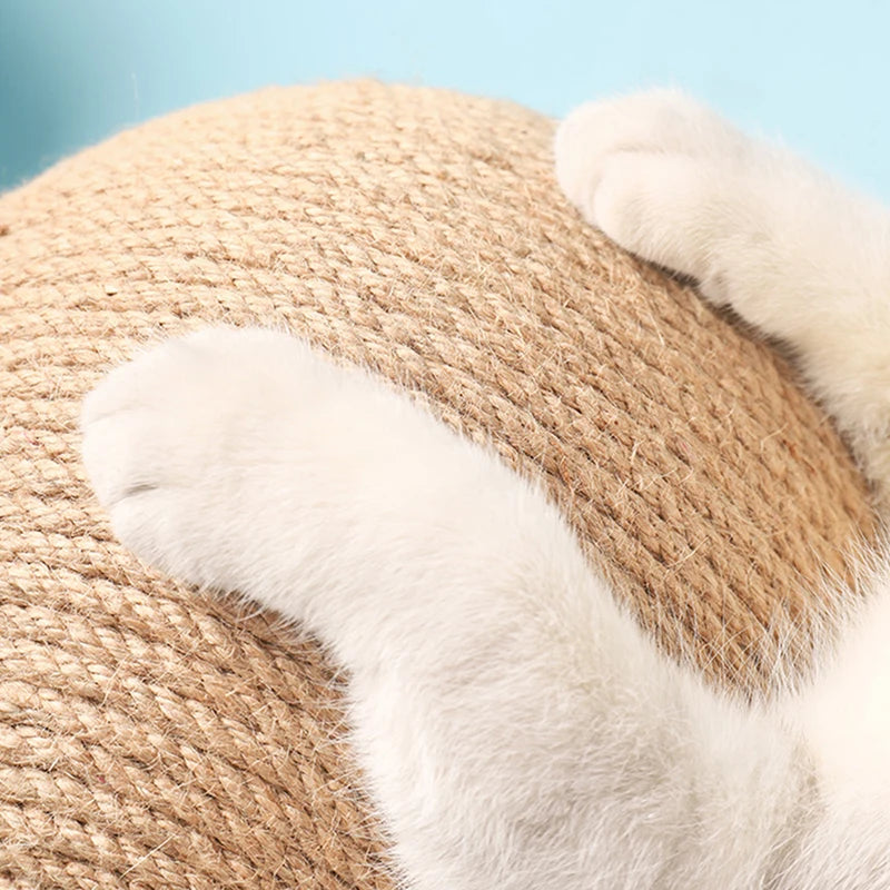 Katzen Kratzball aus Holz & Sisal – Natürliches Spielzeug zum Krallenwetzen & Möbelschutz in Einem