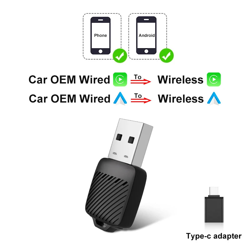 2-in-1 Wireless CarPlay & Android Auto Adapter – Kabelloser Adapter für OEM Autoradios (FLIXIVI)