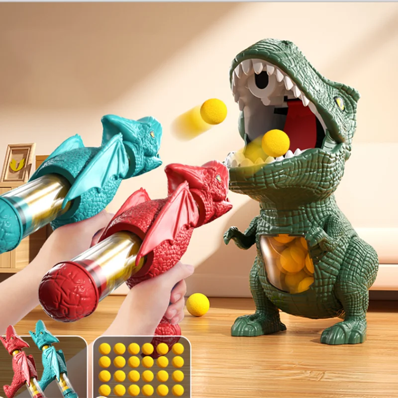 Dinosaurier Schießen Tyrannosaurus Rex – Interaktives Eltern-Kind Spielzeug mit Soft Bullet Gun & Puzzle-Funktion für Kinder ab 3 Jahren