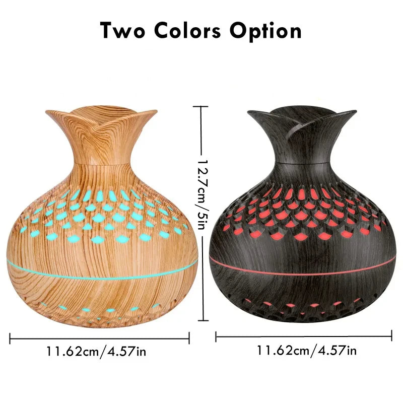300 ml USB Mini Luftbefeuchter in Hohlvase-Form – Stilvolles Design mit bunten Nachtlichtern für reine, duftende Luft