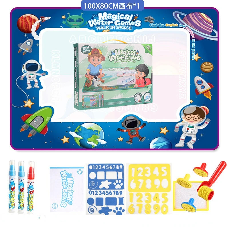 Magische Wasser-Zeichnungsmatte – Kreatives Doodle mit wiederverwendbaren Stiften, Montessori-Malbrett & pädagogisches Spielzeug für Kinder