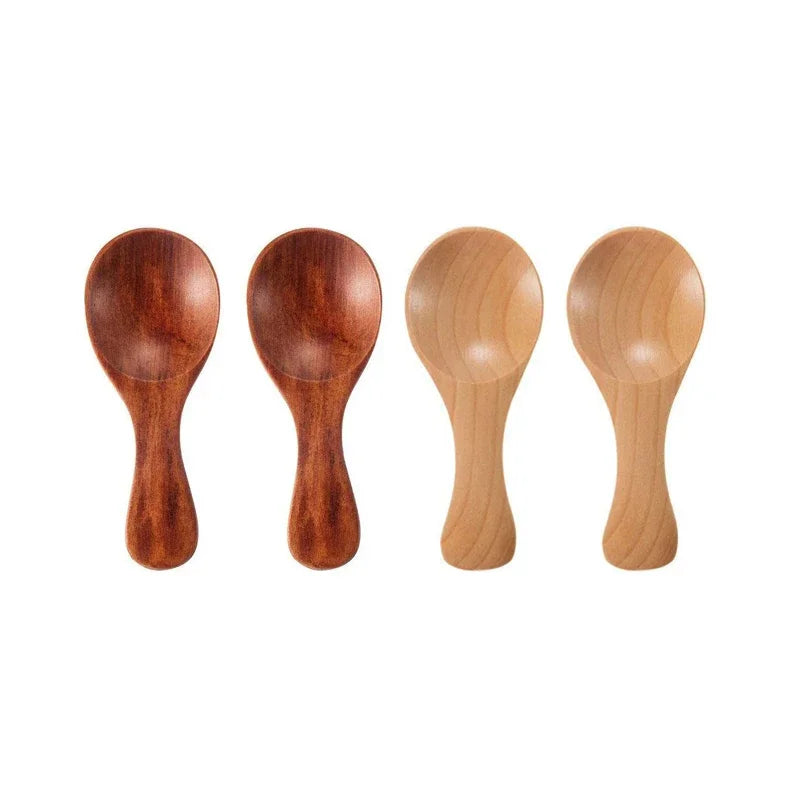 4 Stück Mini-Holzlöffel – Vielseitige Salz- & Gewürzlöffel für Küche & Babyfütterung