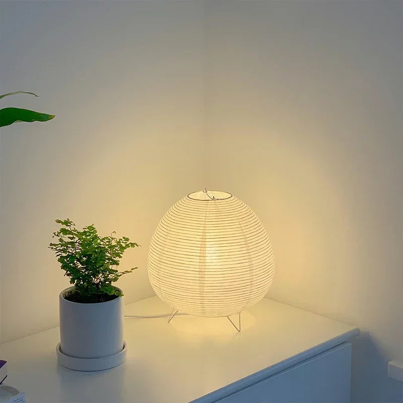 Japanische LED Laterne – Elegante Tischlampe aus Reispapier für Wohnzimmer & Schlafzimmer