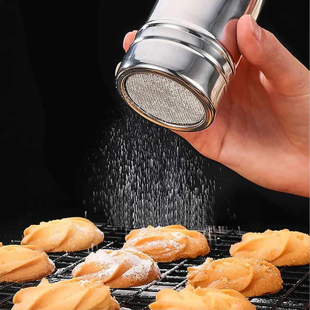 Edelstahl Pulverstreuer mit Siebdeckel – Perfekt für Kaffee, Kakao & Gewürze
