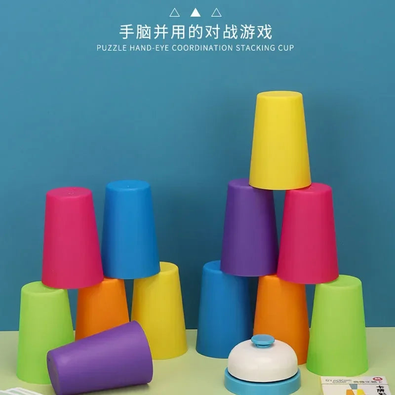 Kinder Montessori Stapelspiel mit Karten – Fördert Logik, Farbenlernen & Konzentration