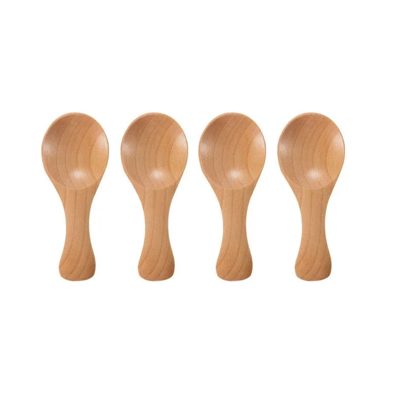 4 Stück Mini-Holzlöffel – Vielseitige Salz- & Gewürzlöffel für Küche & Babyfütterung