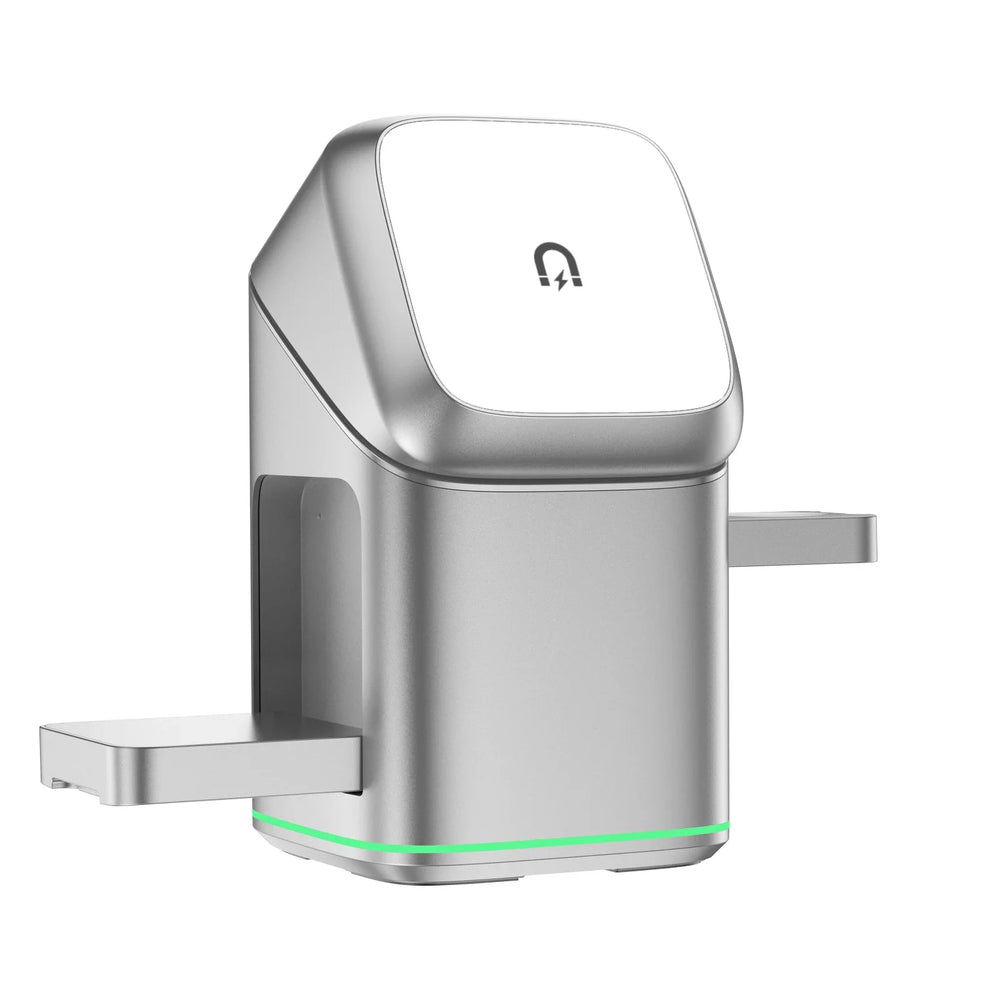 3-in-1 Magnetisches kabelloses Ladegerät – Qi-Wireless-Station für iPhone, Apple Watch & AirPods mit LED-Licht