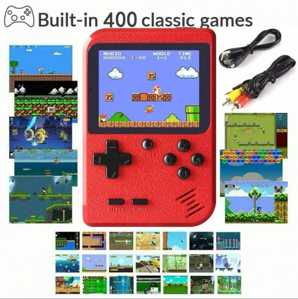 Kompakte Retro - Spielkonsole mit 400 Klassikern und TV - Anschluss - HomiZen