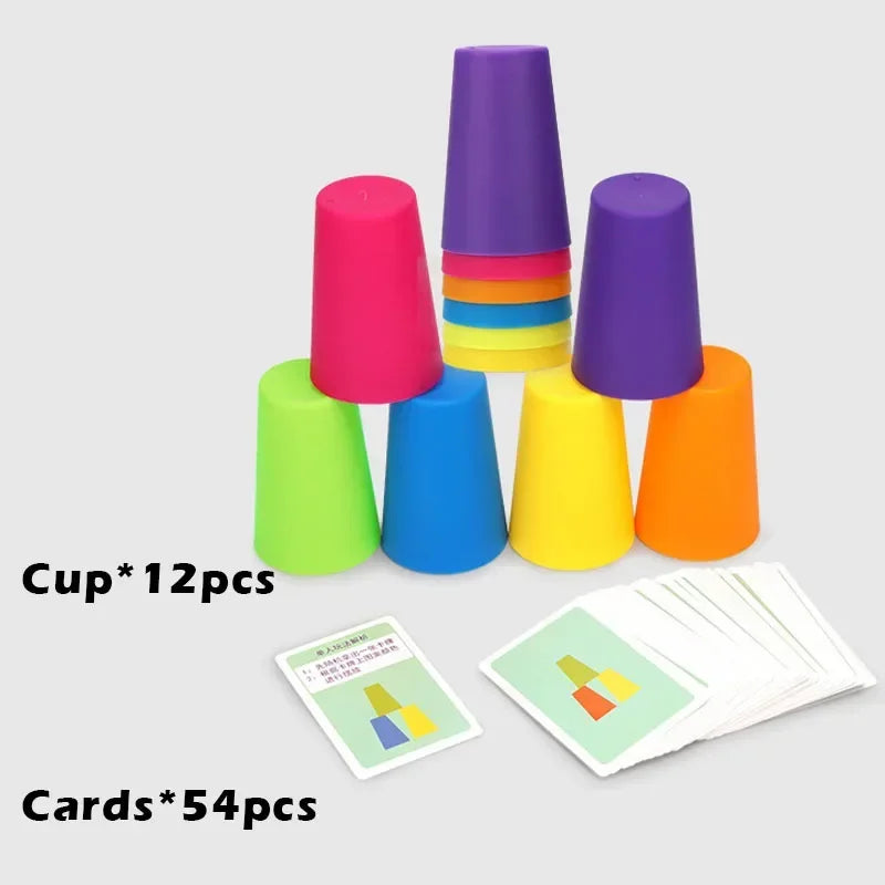 Kinder Montessori Stapelspiel mit Karten – Fördert Logik, Farbenlernen & Konzentration