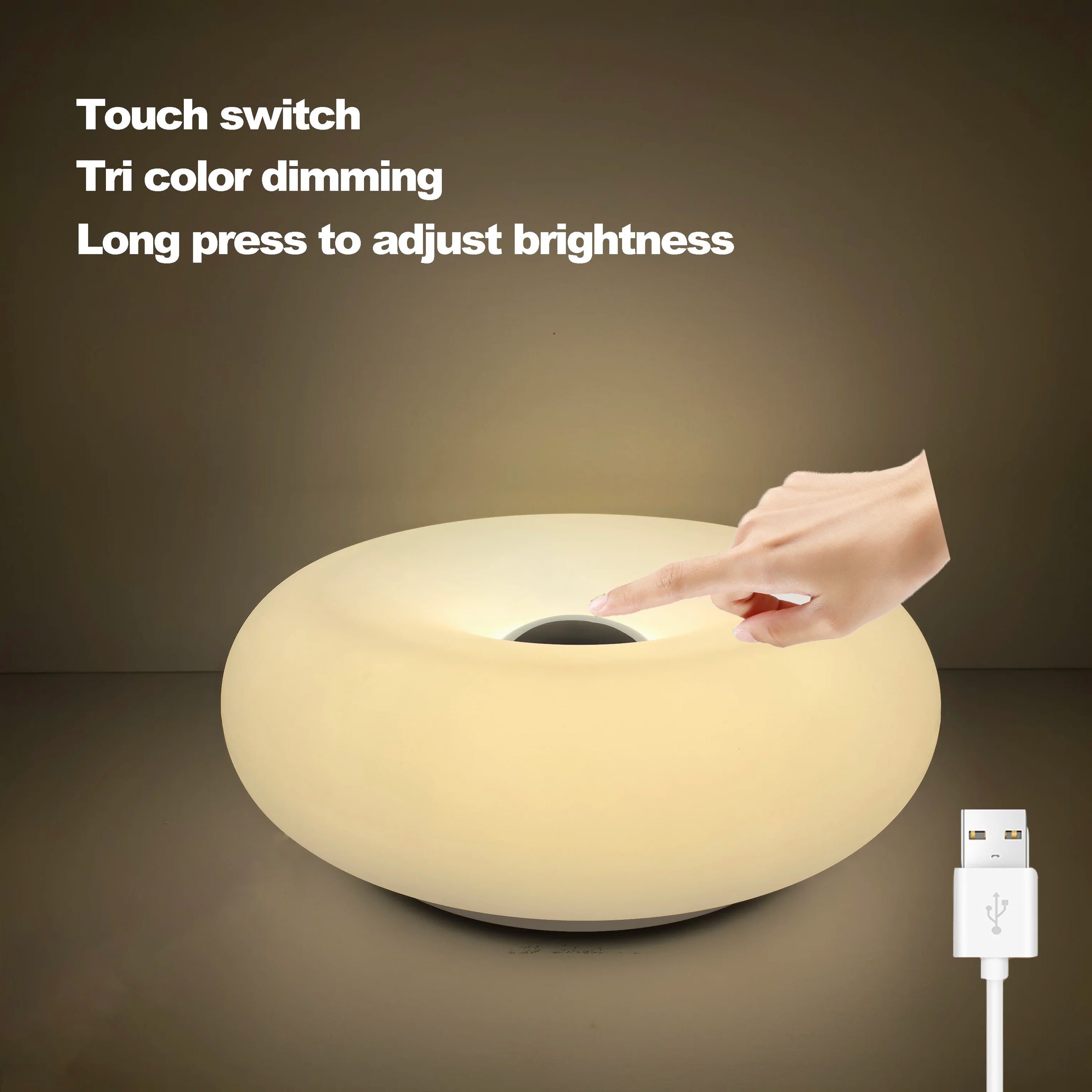 Donut Tischlampe mit USB-Stecker – Stilvolles Ambientelicht für Schlafzimmer, Wohnzimmer & Esszimmer