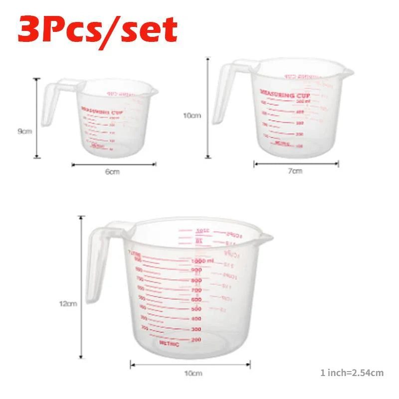 3er Set Messbecher mit Skala – Präzises Abmessen für Backen & Kochen