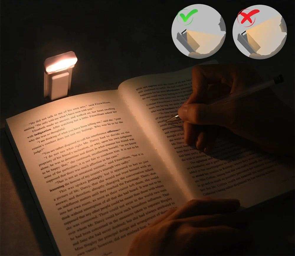 Clip-on Lesezeichen Buch Licht – Die wiederaufladbare Mini LED Leselampe mit Timer für gemütliche Lesestunden
