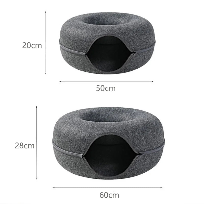 Donut-Katzenbett für 2 Katzen – Kuscheln, Spielen & Verstecken in einem