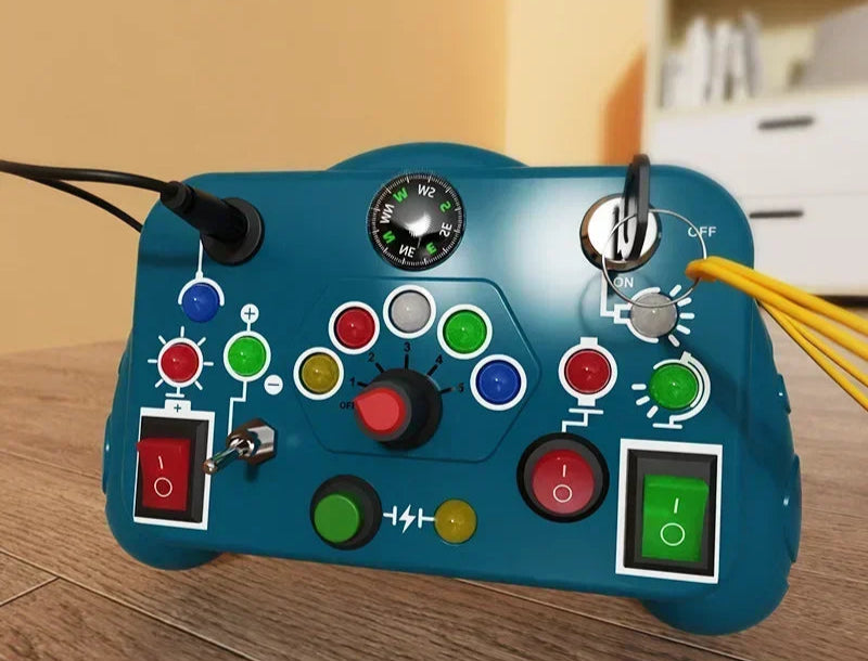 Montessori Busy Board – Sensorisches Spielzeug mit LED-Lichtschalter | Perfekt für Reisen & spielerisches Lernen