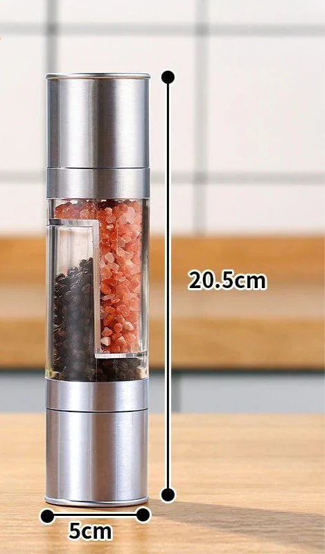 Salz- und Pfeffermühle 2-in-1 – Edelstahl, manuell, mit verstellbarem Keramikmahlwerk