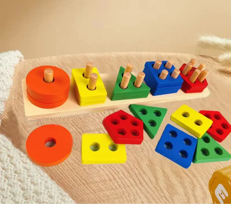 Montessori Holz-Sortier- & Stapelspielzeug – Puzzle für Kleinkinder, fördert Feinmotorik ab 1 Jahr