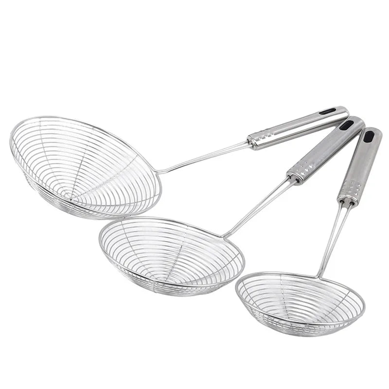 Ovaler Edelstahl Skimmer – Robustes Küchensieb zum Frittieren & Abseihen