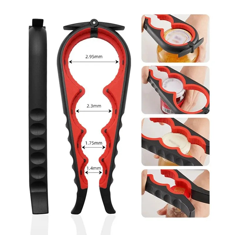 Multifunktionaler 4-in-1 Flaschen- & Dosenöffner aus Aluminium – Ergonomisch, Langlebig & Rutschfest