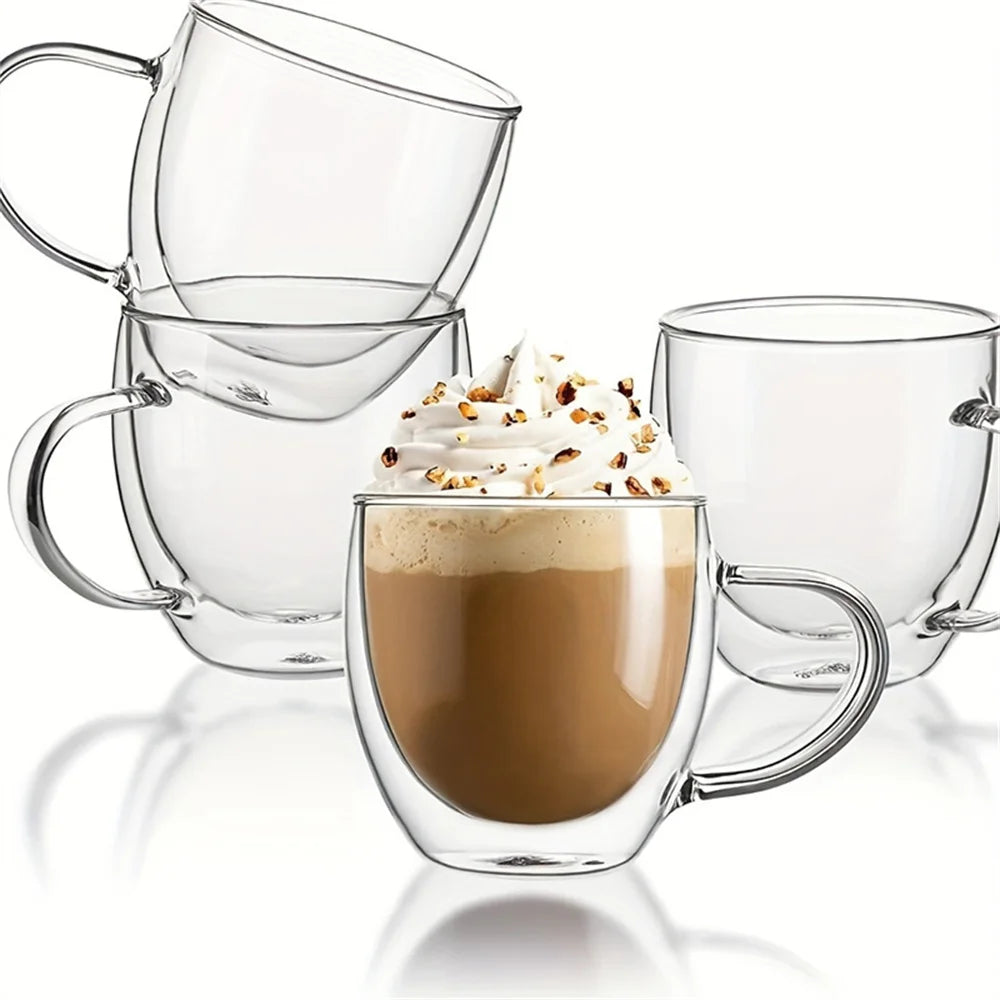 Premium Doppelwandige Kaffeetasse aus Borosilikatglas 250 ml – Hält Kaffee länger heiß & bleibt außen kühl
