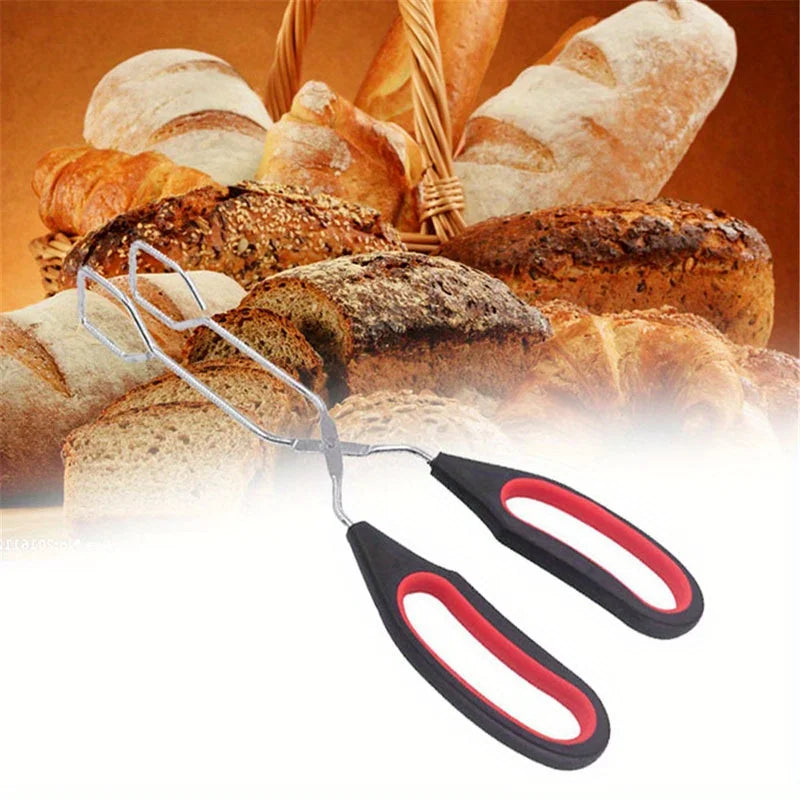 3 Größen Grillzange – Rutschfeste Metallzange mit langem Griff für gegrillte Speisen, Brot & Backen