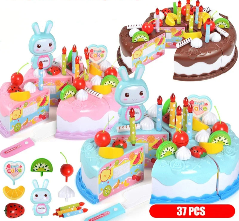 Kinder Spielzeug Geburtstagstorte DIY – Realistisches Schneide- & Rollenspiel-Set für kleine Küchenchefs