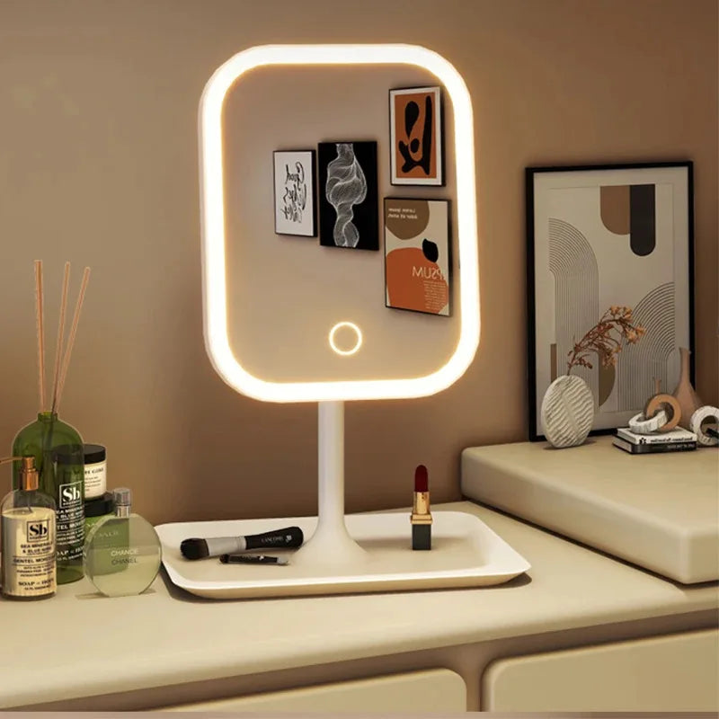 Moderner Desktop-Kosmetikspiegel mit 3-farbigem LED-Licht – Perfekte Beleuchtung für jedes Make-up