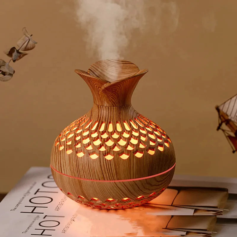 300 ml USB Mini Luftbefeuchter in Hohlvase-Form – Stilvolles Design mit bunten Nachtlichtern für reine, duftende Luft