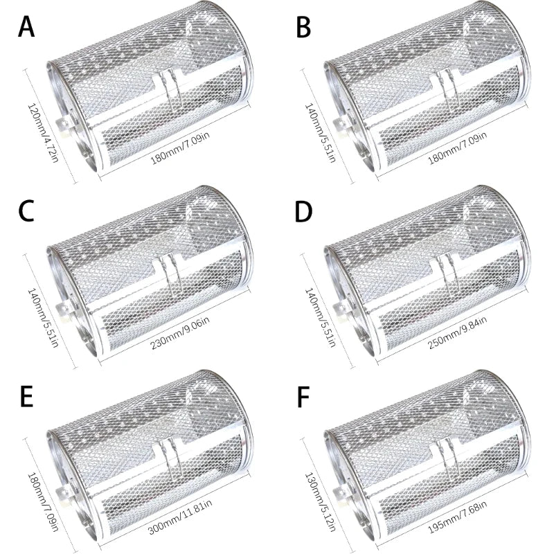 Drehspießkorb Edelstahl für Heißluftfritteuse und Ofen