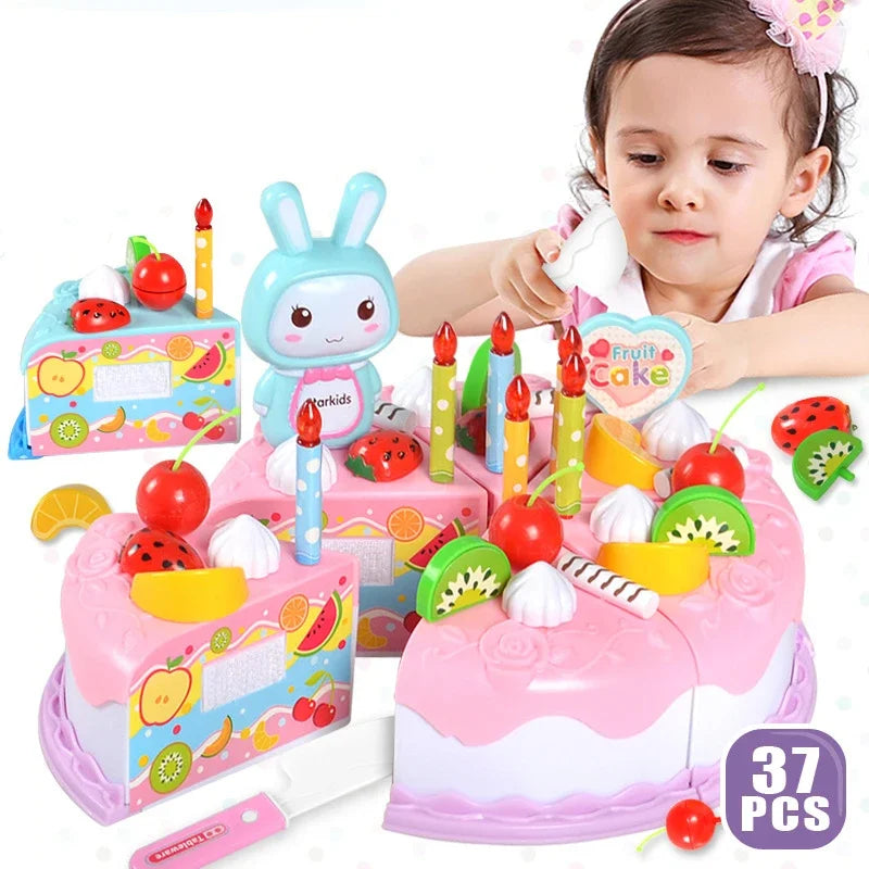 Kinder Spielzeug Geburtstagstorte DIY – Realistisches Schneide- & Rollenspiel-Set für kleine Küchenchefs