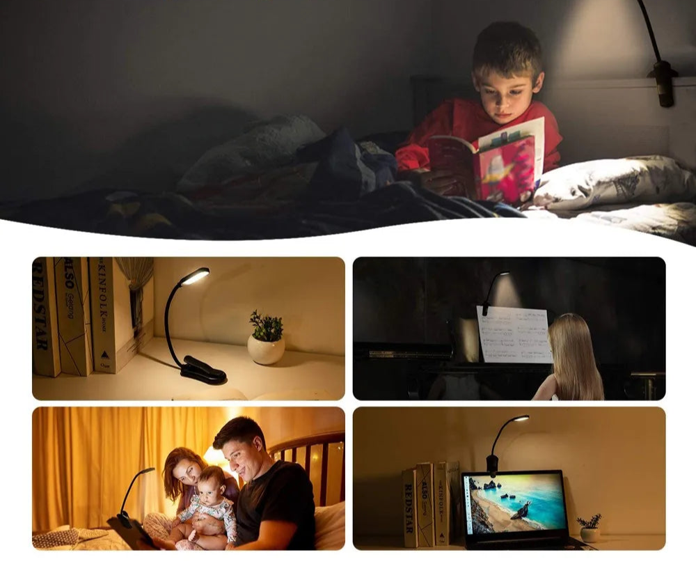 LED-Buchleuchte mit 3 Helligkeitsstufen – Wiederaufladbar, Flexibel & Augenschonend für Perfektes Lesen bei Nacht