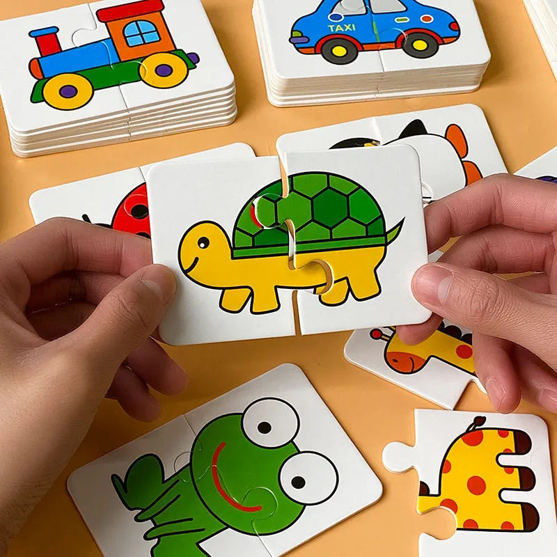 32-teilige Kleinkind-Matching-Karten – Montessori Puzzle für Tiere, Farben & Formen | Lernspielzeug ab 3 Jahren