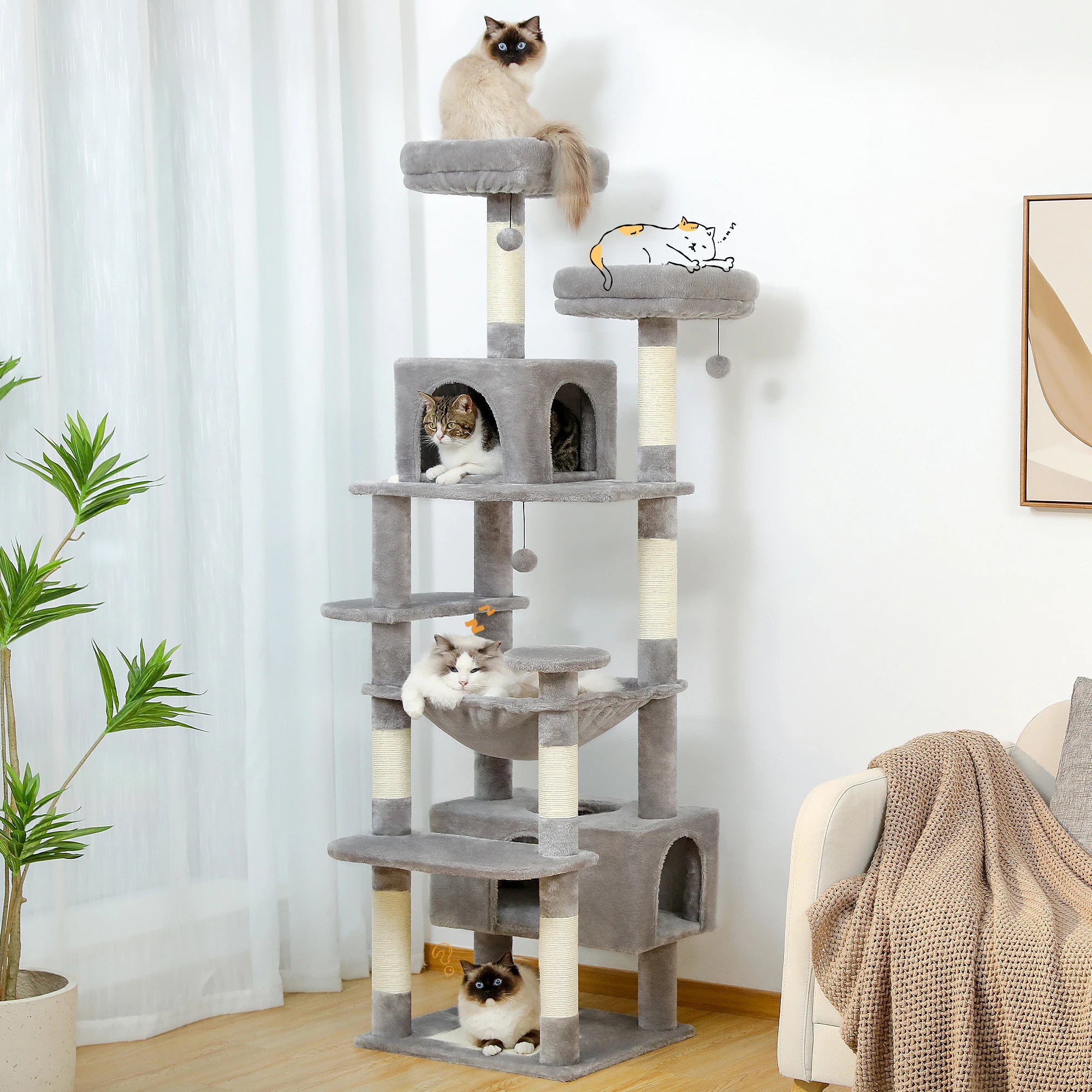 Großer Kratzbaum & Kletterturm für Katzen – Maximales Spielvergnügen für große Stubentiger