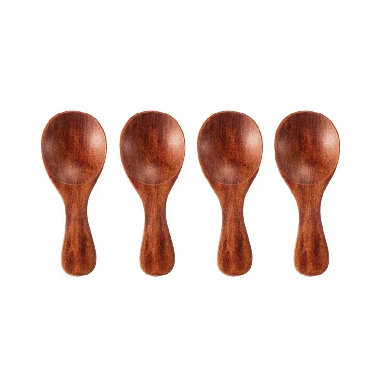 4 Stück Mini-Holzlöffel – Vielseitige Salz- & Gewürzlöffel für Küche & Babyfütterung