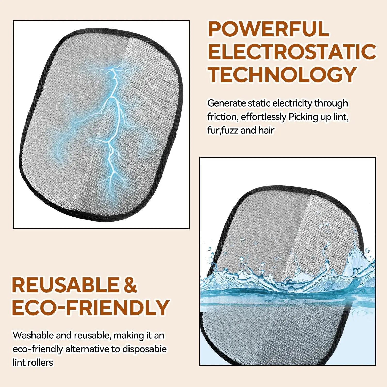 Wiederverwendbare Tierhaarentfernungs-Handschuhe – Statische Pflegehandschuhe für Hunde, Katzen & Möbel