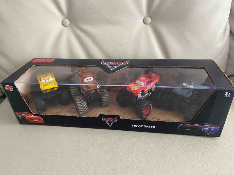 Disney Pixar Autos Geländewagen Pullback Set – 4-teiliges Lightning McQueen Metallauto-Modell für kleine Rennfahrer