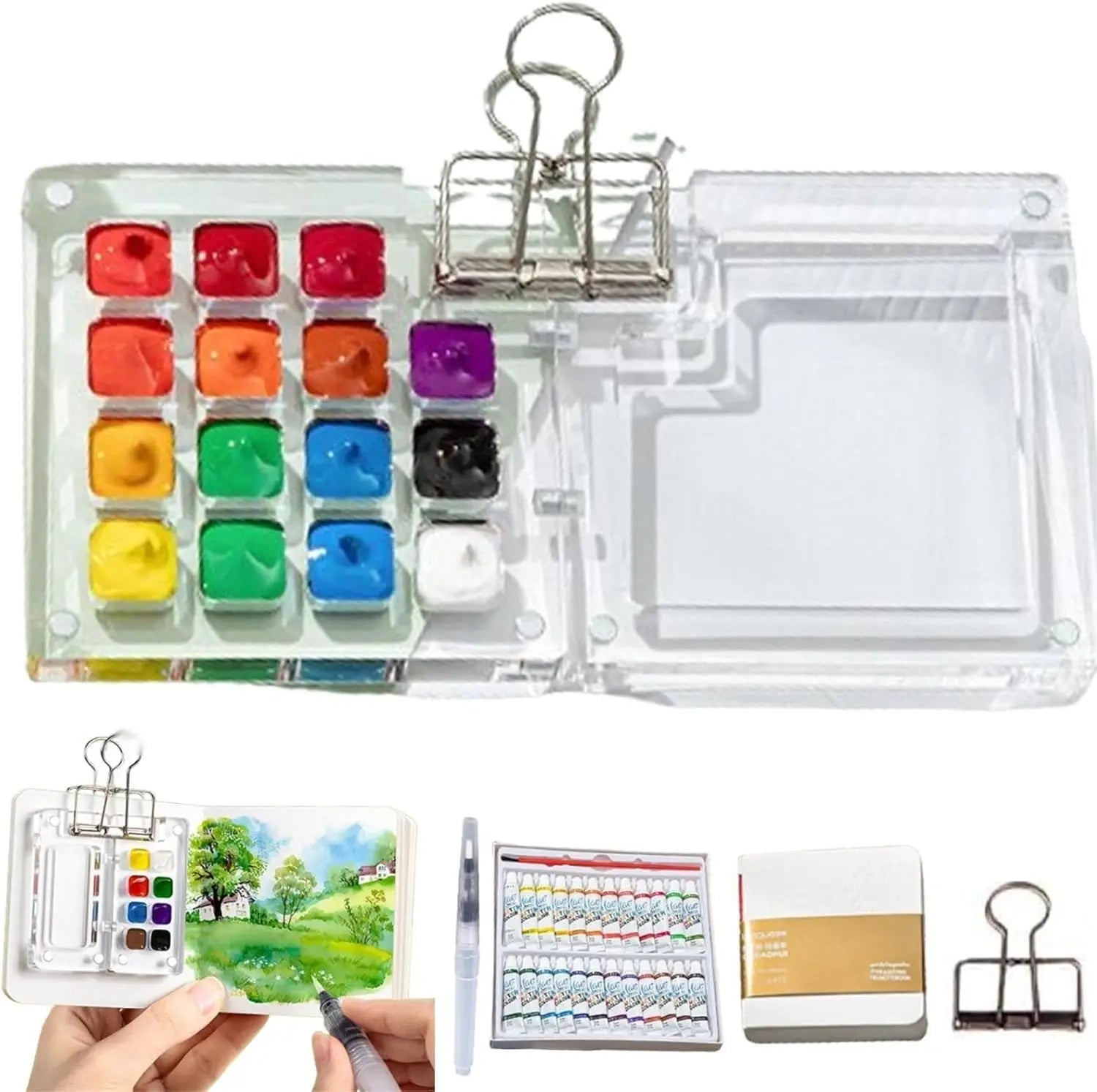 Portable Aquarellfarben Set Mini Aquarellbox Reisen