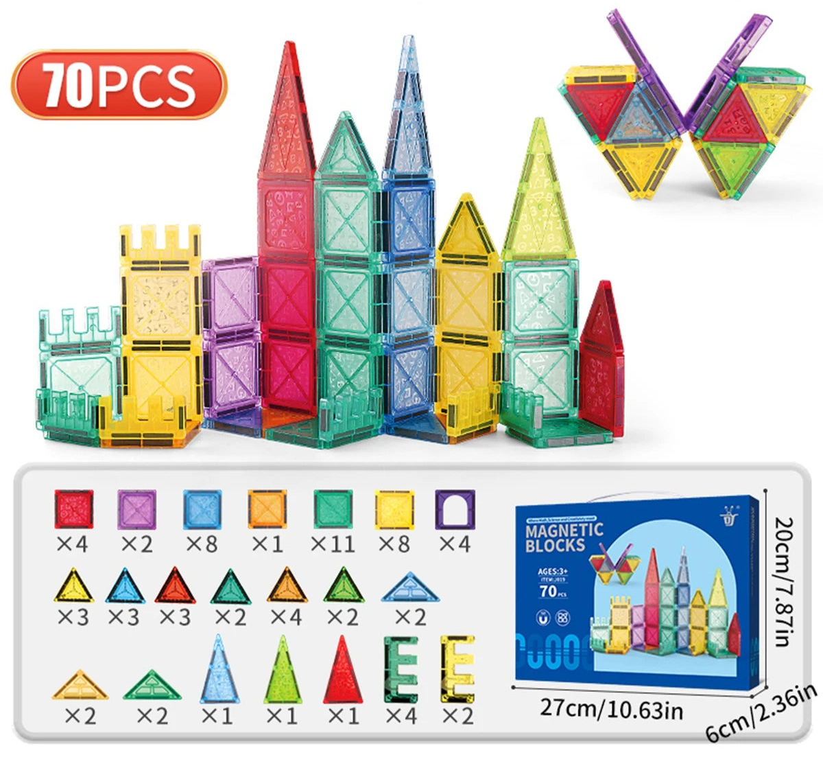 Magnetische Bausteine für Kinder 3–8 Jahre – Kreatives Lernspielzeug für Jungen & Mädchen