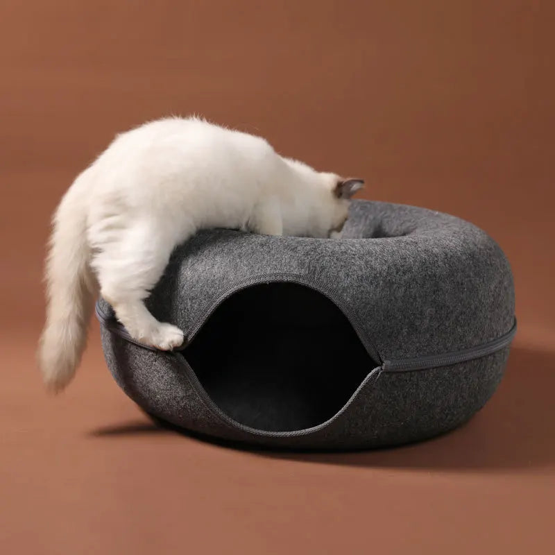 Donut-Katzenbett für 2 Katzen – Kuscheln, Spielen & Verstecken in einem
